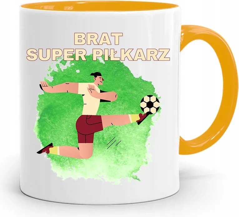 Sárga Bögre Ajándék Testvérnek Szuper Labdarúgó nyomott mintával