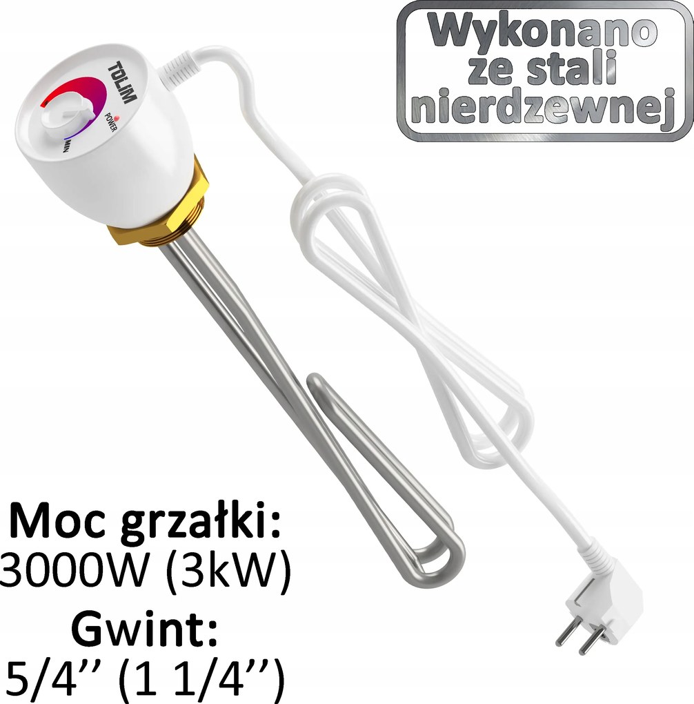 Fűtőtest 3000W (3kW) 5/4'' 1 1/4" Tolim termoszáta bojlerhez
