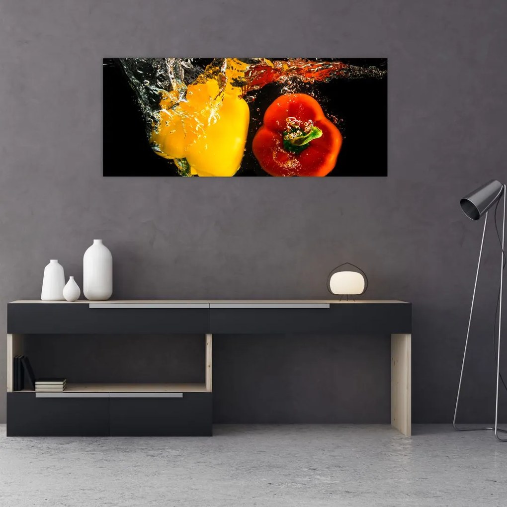 Kép - paprika a vízben (120x50 cm)