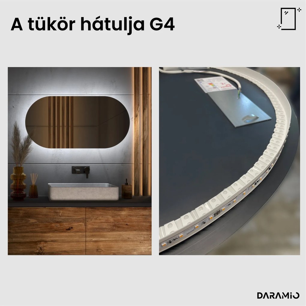Aszimmetrikus tükör LED-világítással G4