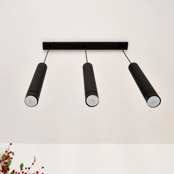 LED Csillár zsinóron TUBA 3xGU10/4,8W/230V fekete