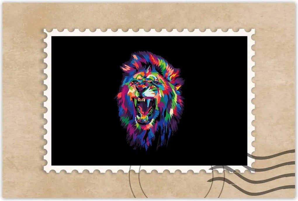 Poszter 60x40 Színes ordító tigris