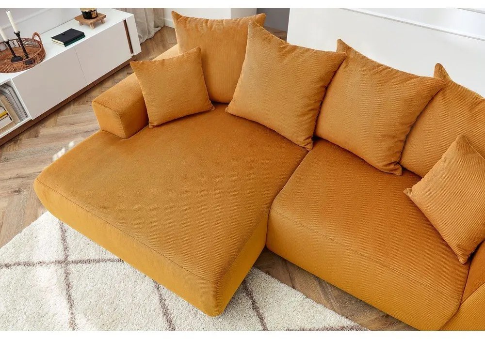 Okkersárga bársony sarokkanapé Enjoy – Bobochic Paris