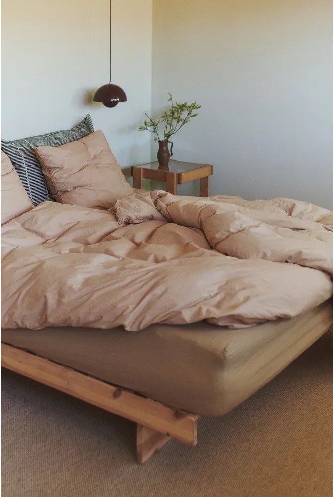 Natúr színű borovi fenyő egyszemélyes ágy ágyráccsal 120x200 cm Kanso – Karup Design