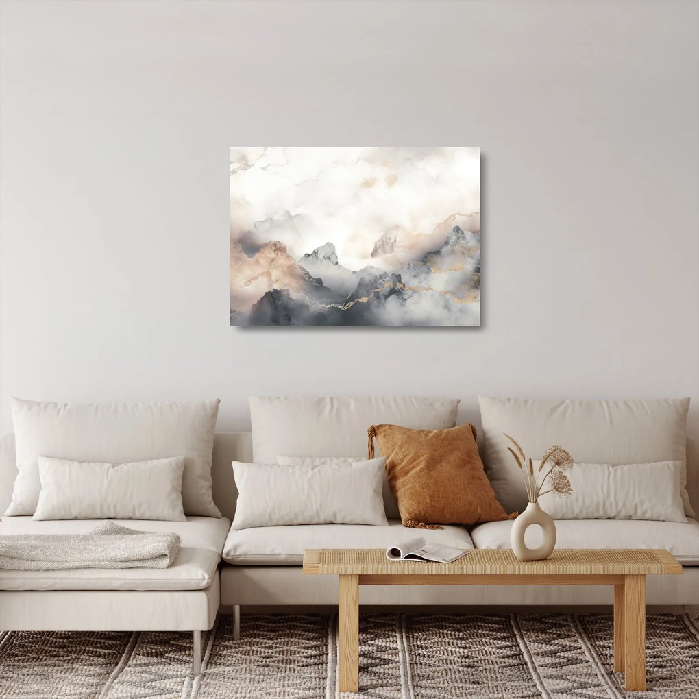 Üveg kép - Hegyi absztrakció márvány textúrával (70x50 cm)