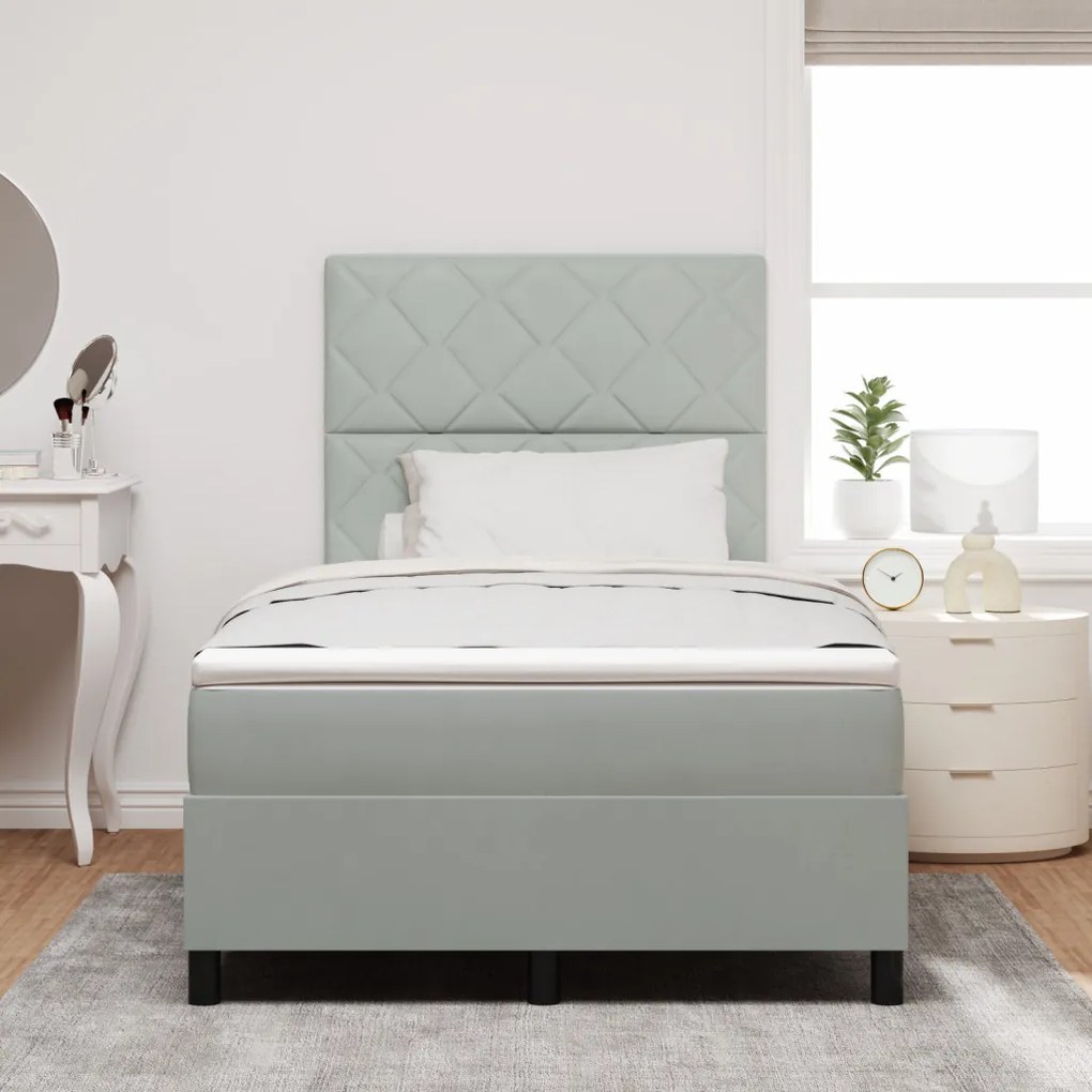 Boxspring Ágy Matrac Könnyű Szürke Kis Kétszemélyes Bársony