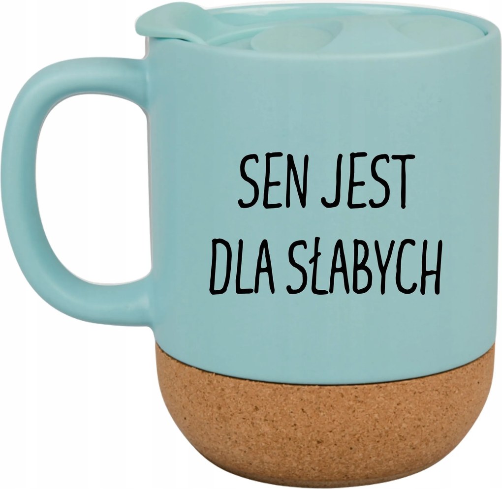 Kék Bögre Fedéllel És Parafa Aljjal Ajándék Alvás A Gyengéknek