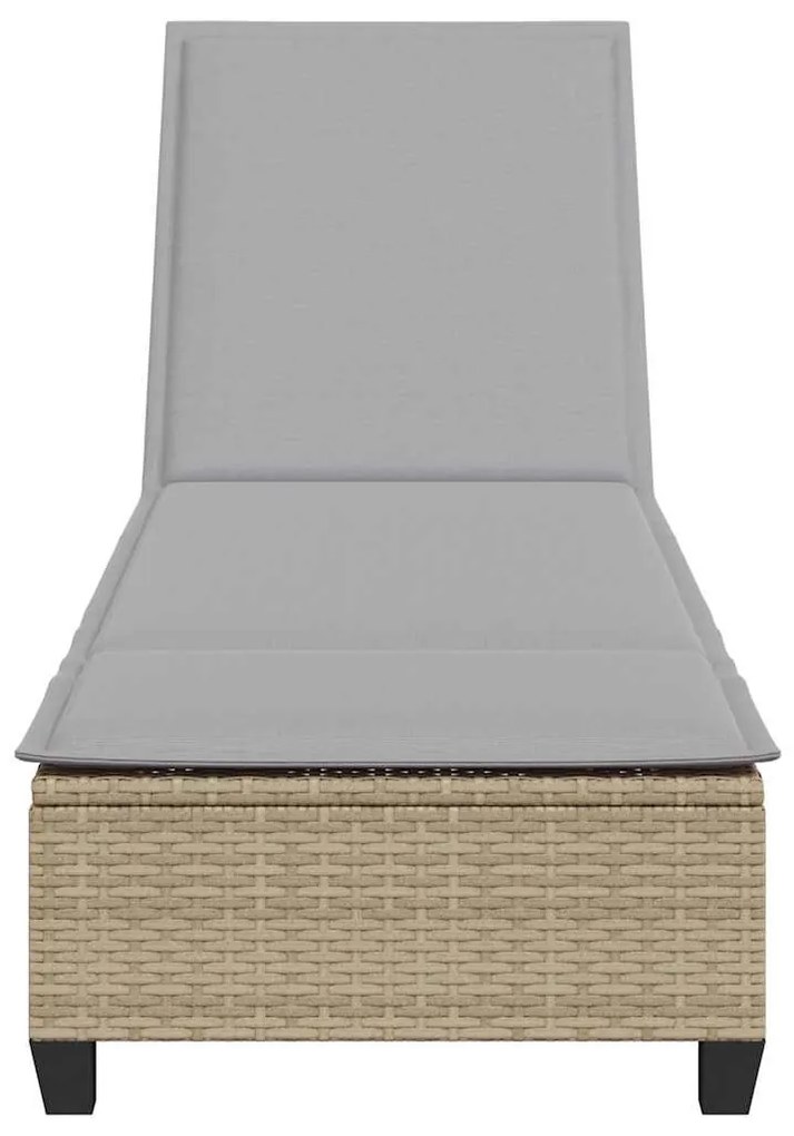 bézs polyrattan napozóágy párnákkal 55x200x25,5 cm