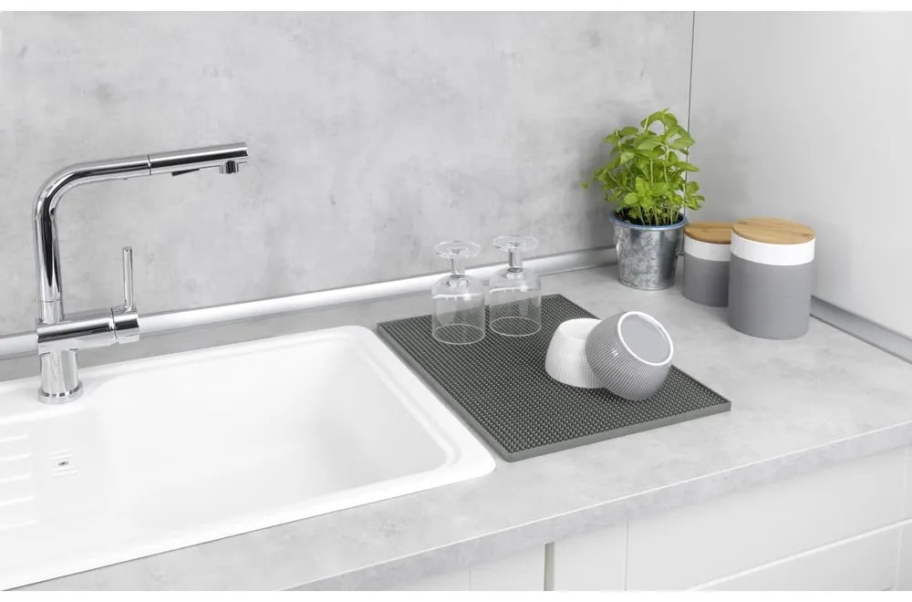 Szürke gumi edénycsepegtető alátét 40x30 cm Maxi – Wenko