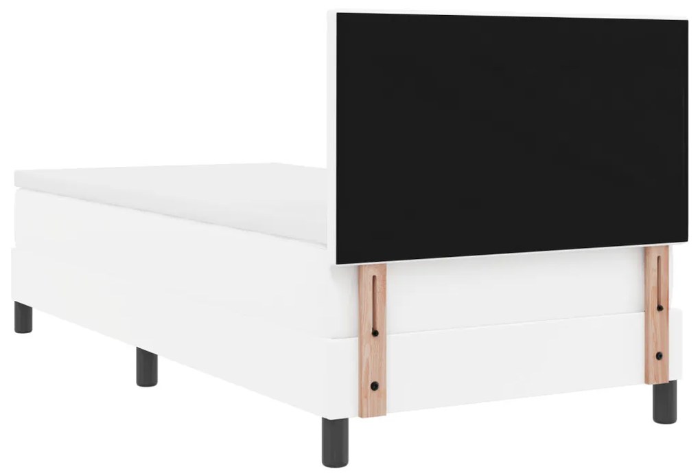 Boxspring Ágy Matraccal - Fehér 100x200 cm Műbőrből.