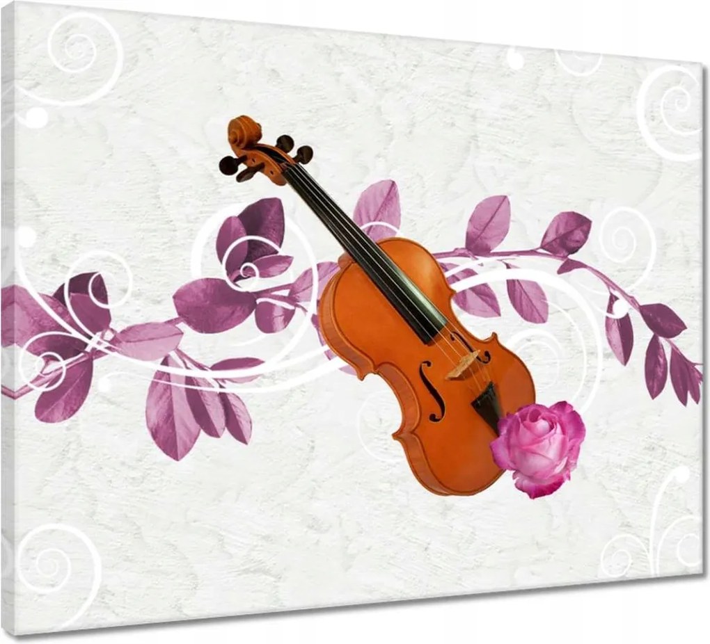 Vászonkép 50x40 Hegedű Zene Virágok