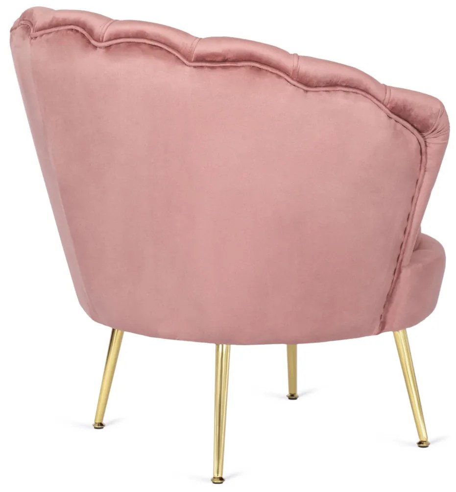 Elegáns Fotel Lábtartóval Rózsaszín Bársony Kárpittal. GRAND