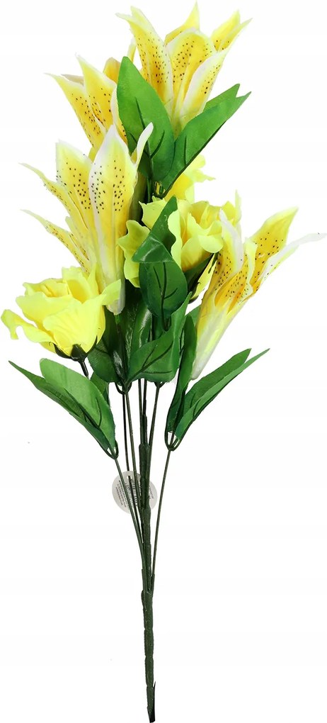 Csokor MIX 9 Művirág Liliom És Rózsa Sárga Színű Kiegészítő Dekoráció