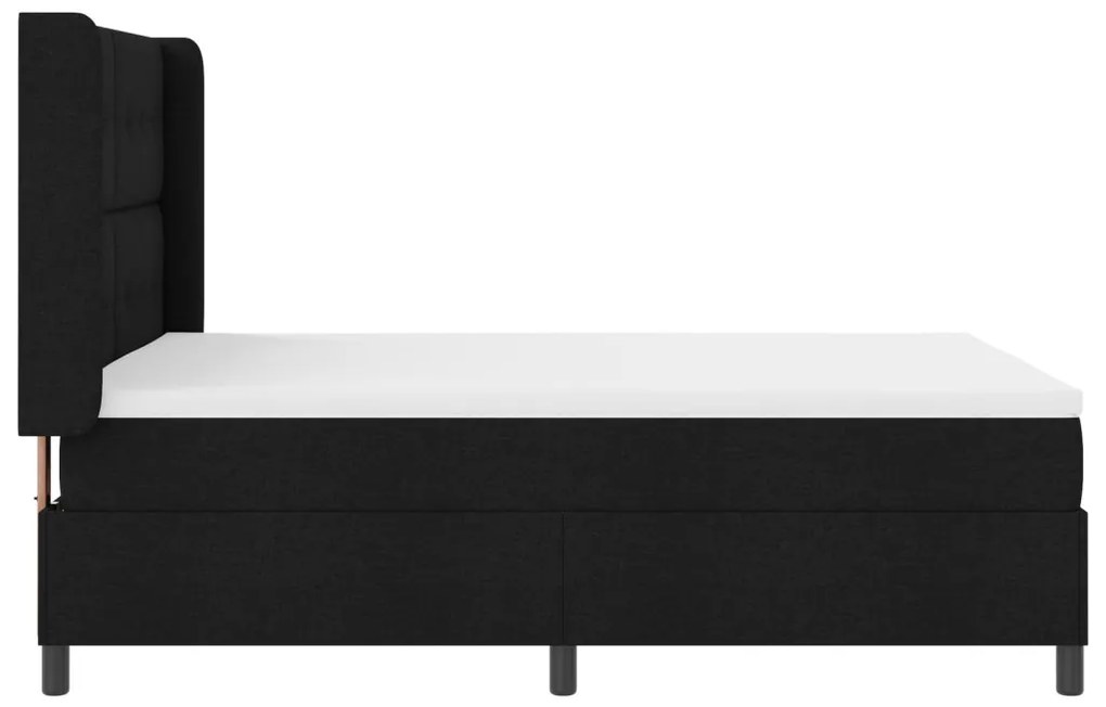 Boxspring Ágy Mattal és LED Fénnyel Fekete 140x200 cm Szövet