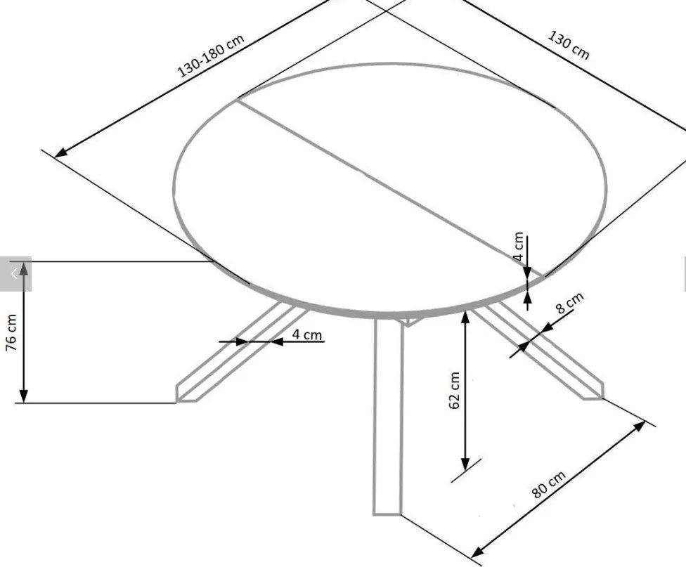 Vertigo bővíthető étkezőasztal fehér 130-180cm
