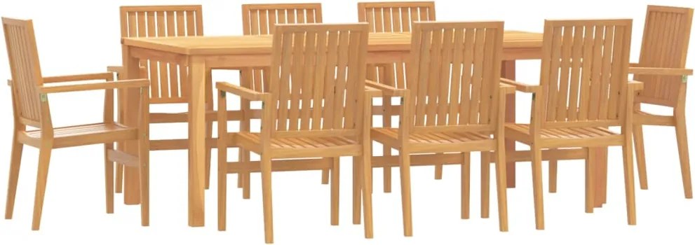 vidaXL 9 részes tömör tíkfa kerti étkezőgarnitúra