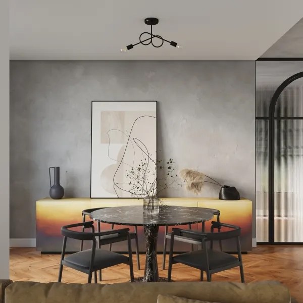 Sollux SL.1472 - Felületre szerelhető csillár LOOP 2xE27/15W/230V fekete