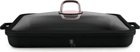 BerlingerHaus Négyszögletes grill serpenyő fedővel (34 cm) Black Rose Collection BH/7789