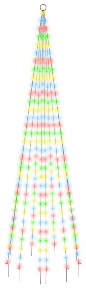 karácsonyfa zászlórúdon 310 színes LED-del 300 cm