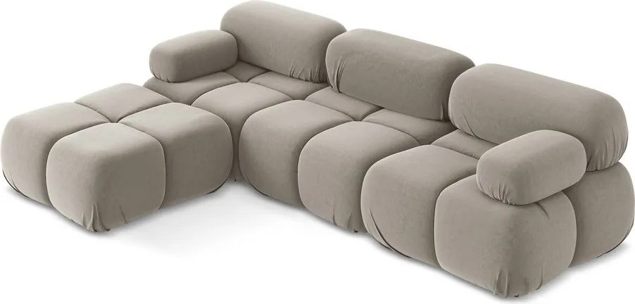 Bézs bársony moduláris sarokkanapé Lokua – Makamii