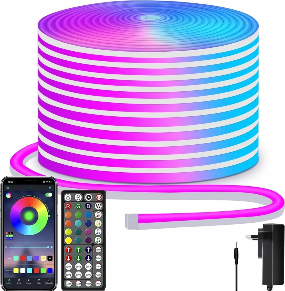 Neon Led Szalag 5050 Rgb Tuya Alkalmazás Távirányító Vízálló Bluetooth Szalag 5M