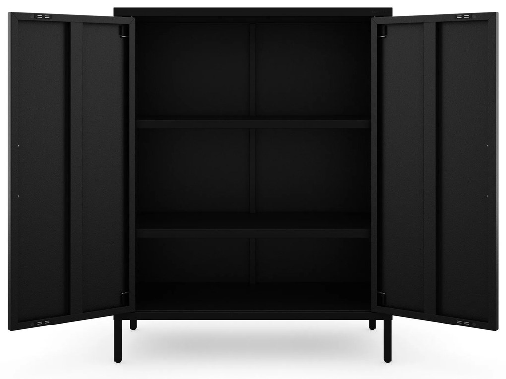 Fekete polcos fém szekrény lábakon – VITO Modern 800 x 1015 x 400 mm