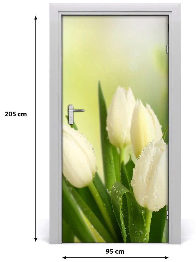 Poszter tapéta ajtóra fehér tulipán 75x205 cm