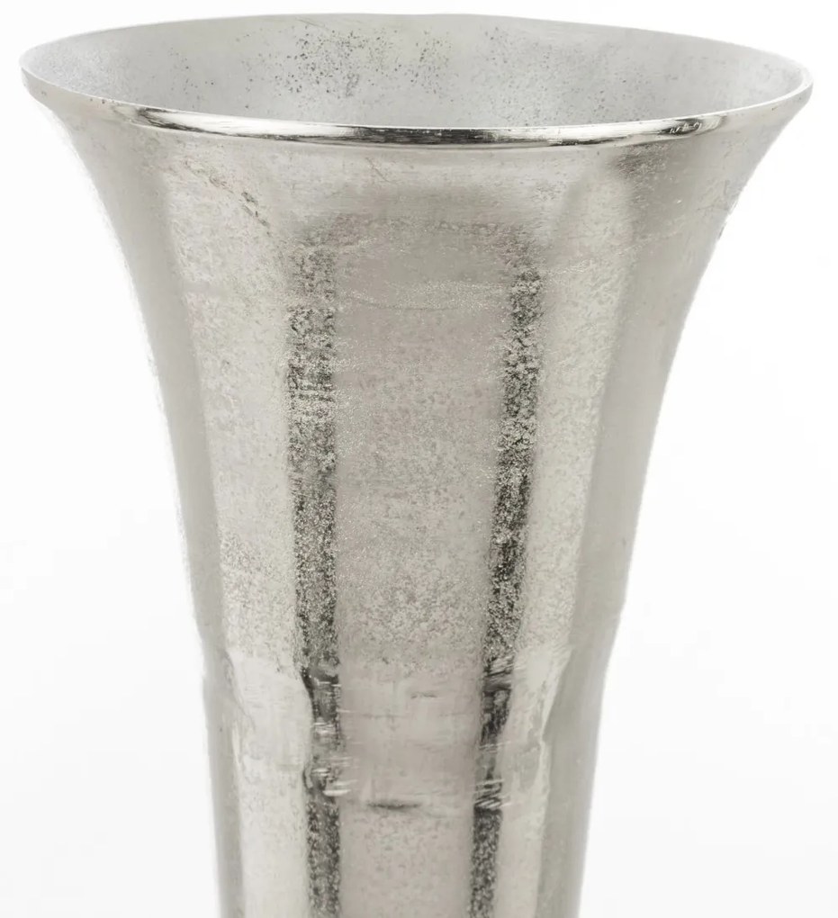 Loyd design magas ezüstszín hengeres fodros fém serleg szögletes masszív talppal 79x30x30cm