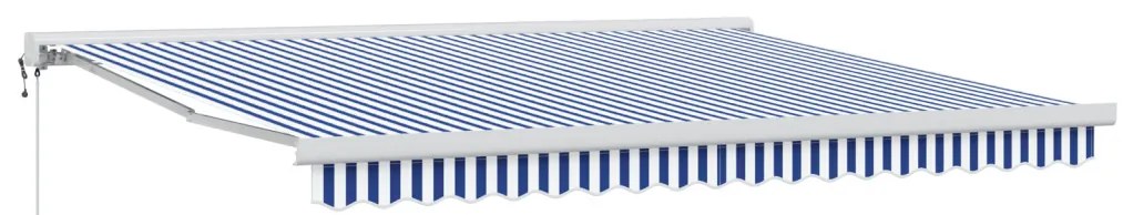 kézi behúzható napellenző kék és fehér 350x250 cm