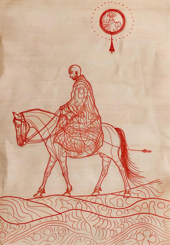 Poszter 68x98cm Lovas és lórajzok