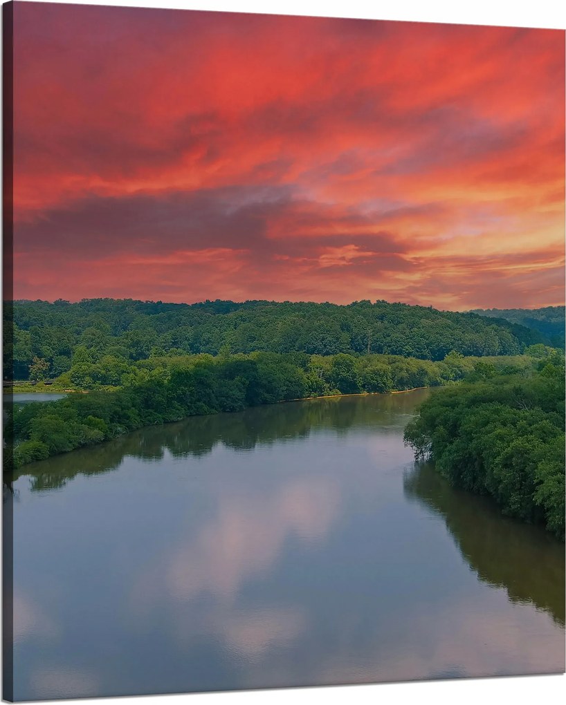 Vászonkép Rózsaszín ég Nap Folyó Természet 80x100 cm