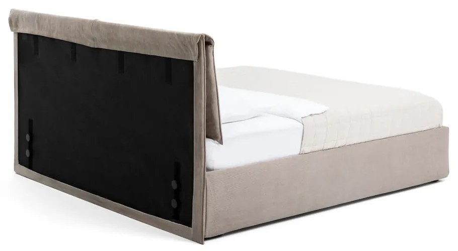 Kárpitozott franciaágy taupe színű, tárolóhellyel, matraccal/ráccsal 180x200 cm Thessa Pillow - Bonami Selection