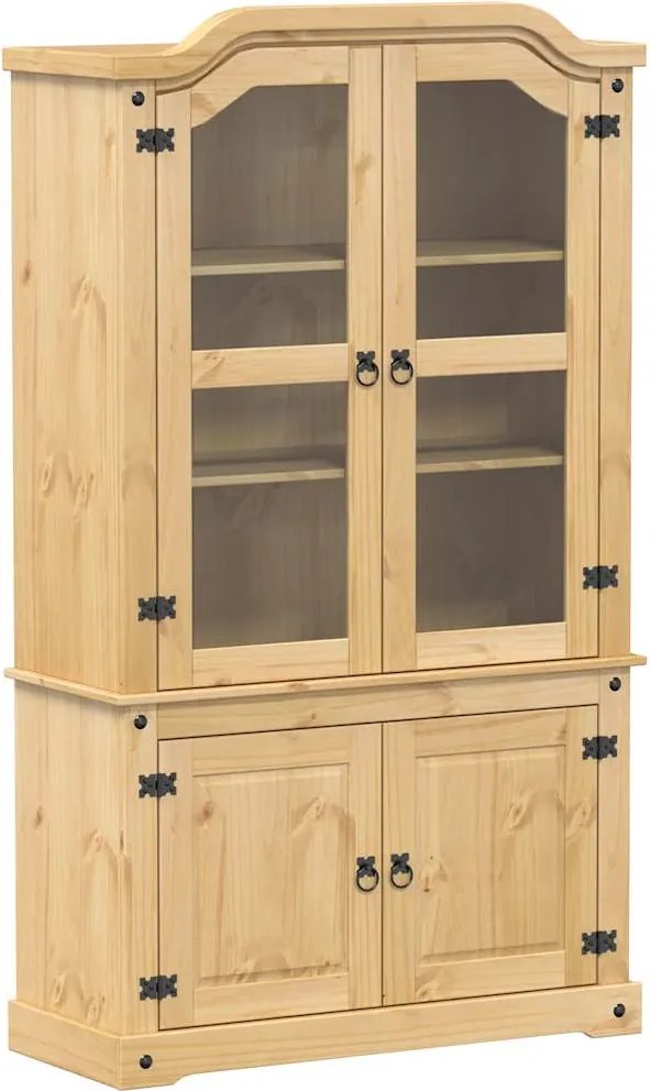 vidaXL Corona tömör fenyőfa vitrinszekrény 103,5 x 42 x 180 cm