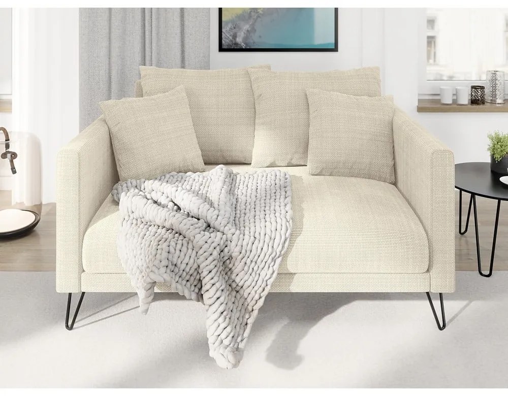 Krémszínű zsenília kanapé 140 cm Freya – Ropez