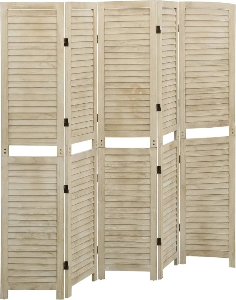 vidaXL 5 paneles tömör császárfa paraván 175 x 165 cm