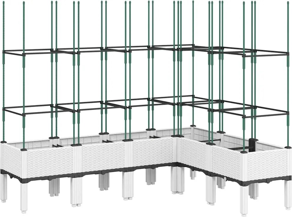vidaXL fehér polipropilén rácsos kerti ültetőláda 160 x 120 x 142,5 cm