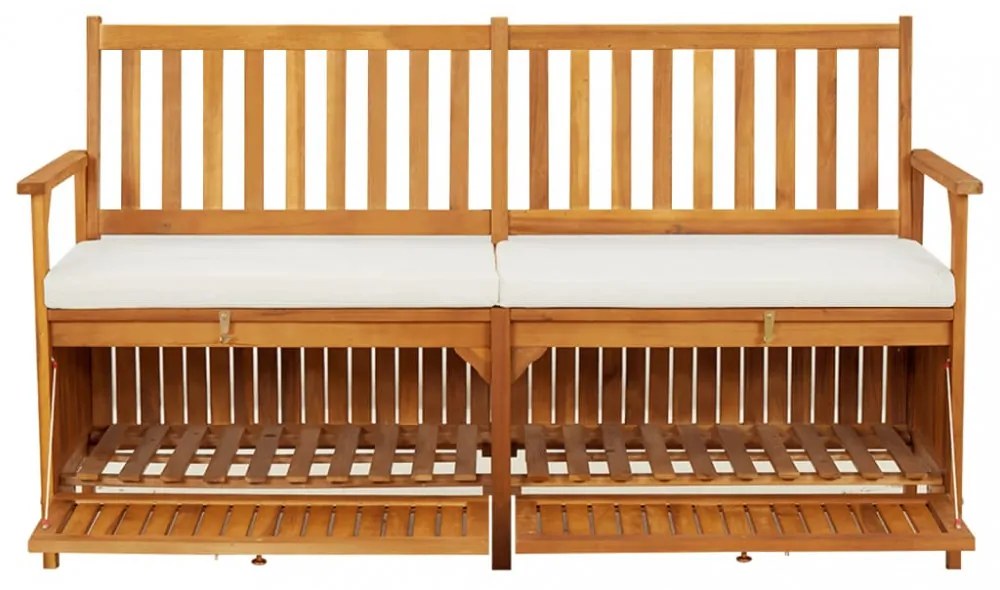tömör akácfa tárolópad párnával 148 cm
