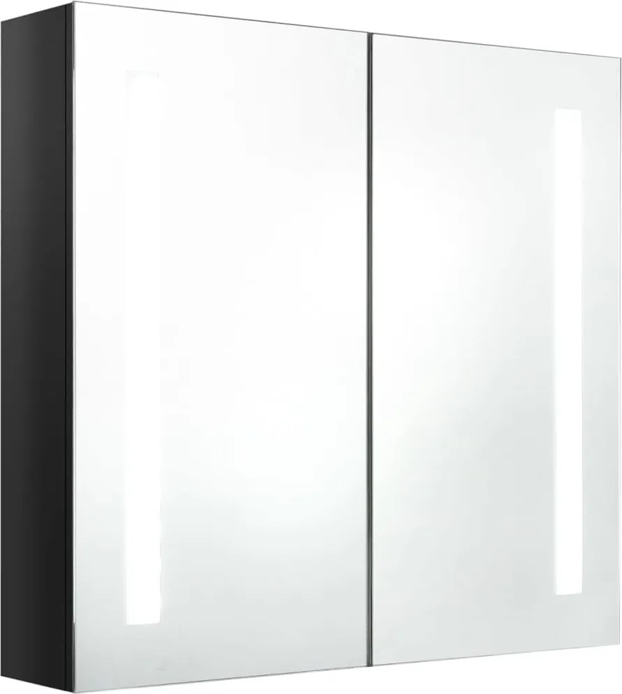 vidaXL fényes fekete LED-es tükrös fürdőszobaszekrény 62 x 14 x 60 cm