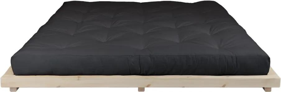 Dock Double Latex Natural Clear/Black borovi fenyőfa franciaágy matraccal, 180 x 200 cm - Karup Design
