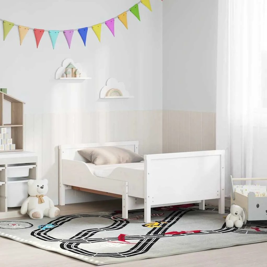 Ágykeret matracmal fejtámlával Fehér 80 x 200 cm Tömör fenyőfa