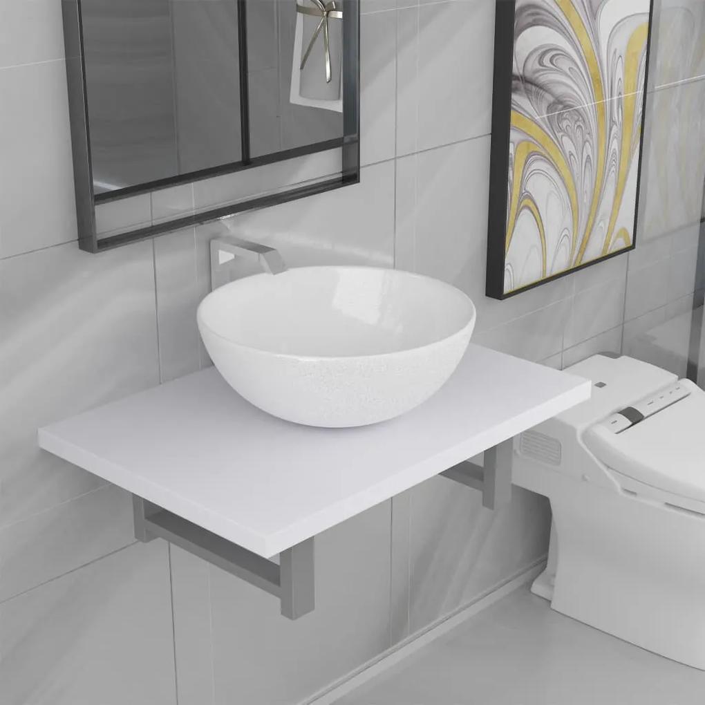 vidaXL 2-részes fehér kerámia fürdőszobai bútorszett