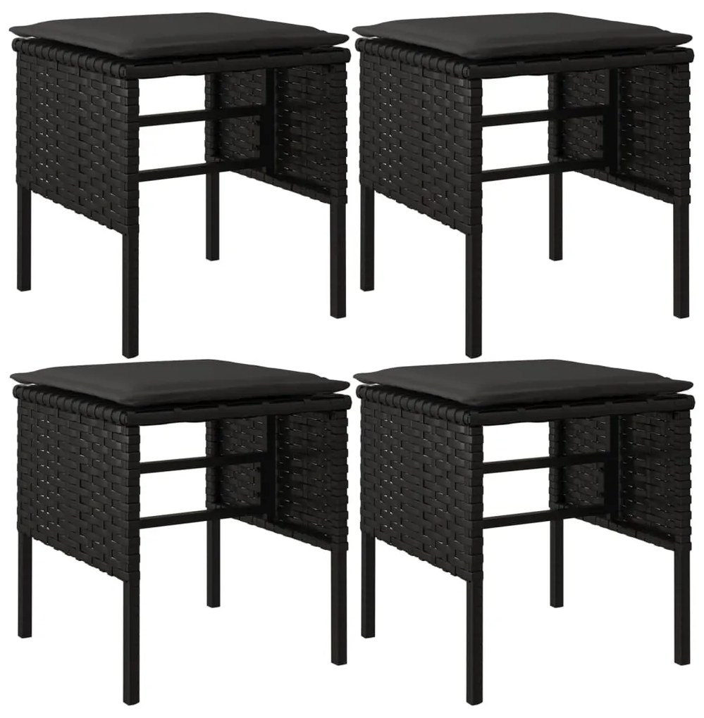 6 részes fekete polyrattan kerti étkezőgarnitúra párnákkal