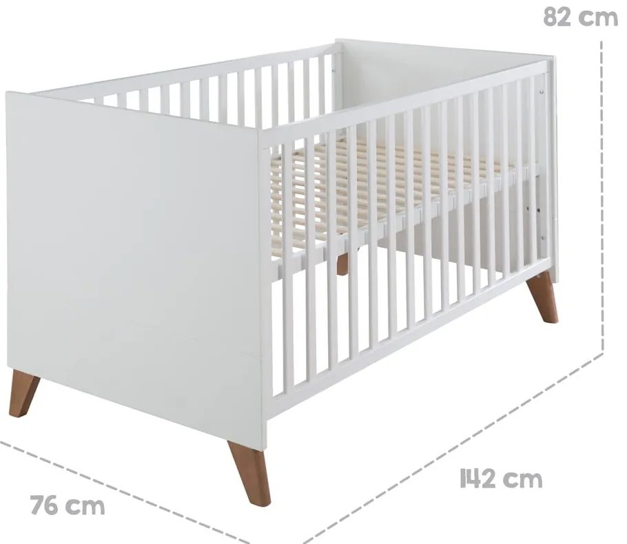 Fehér-natúr színű babaágy 70x140 cm Ole – Roba