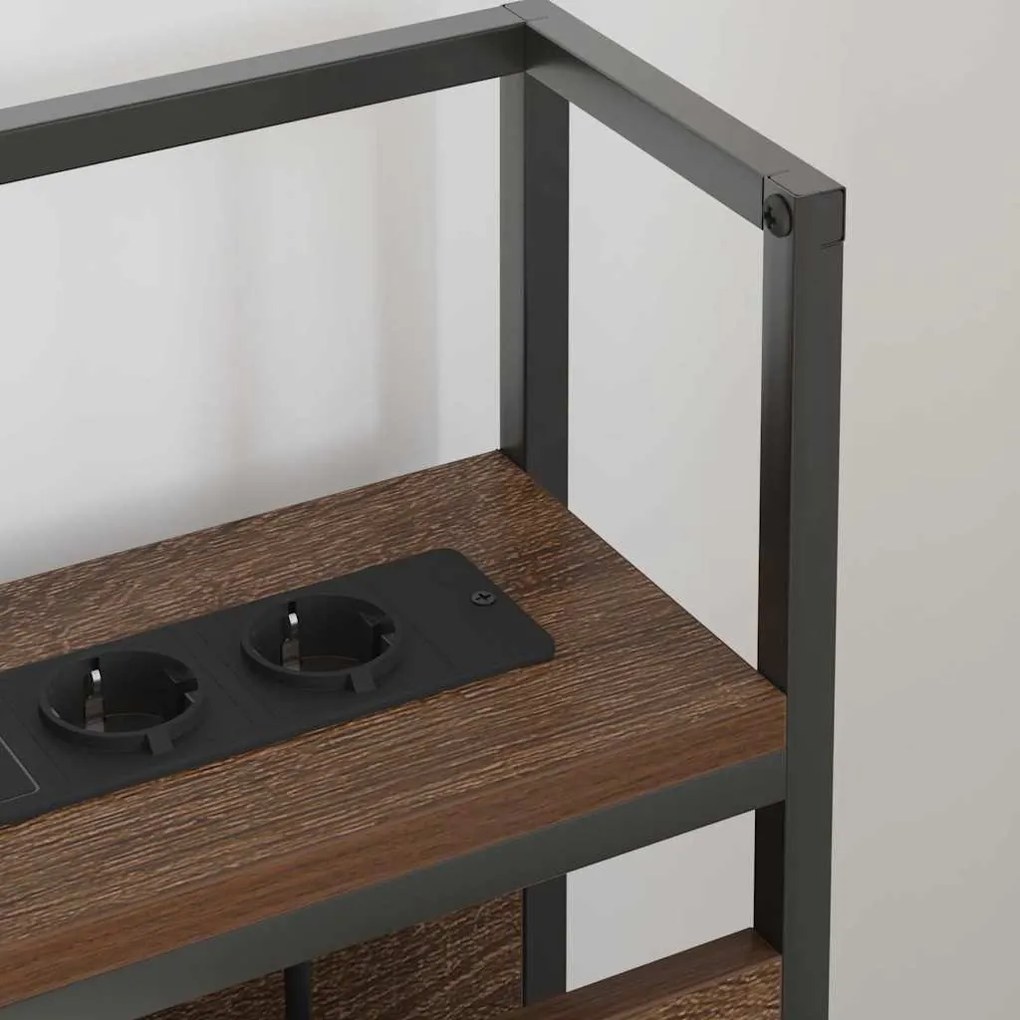 Tároló fejtámla polcokkal tárolóval barna tölgy 160 cm Faanyag