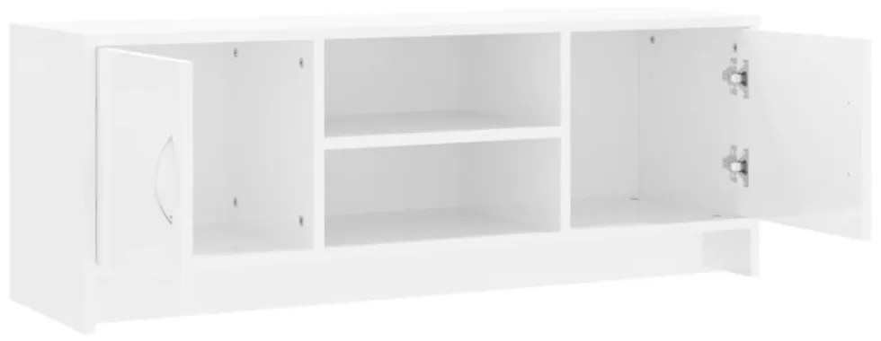 magasfényű fehér szerelt fa TV-szekrény 102x30x37,5 cm