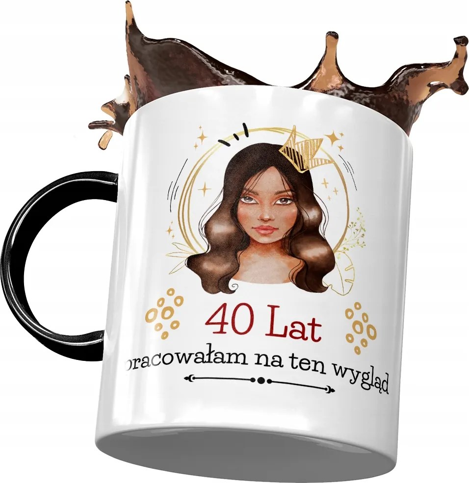 Fekete Bögre Születésnapra 40 40-es 40-es Ajándék Nyomtatott Fotóval