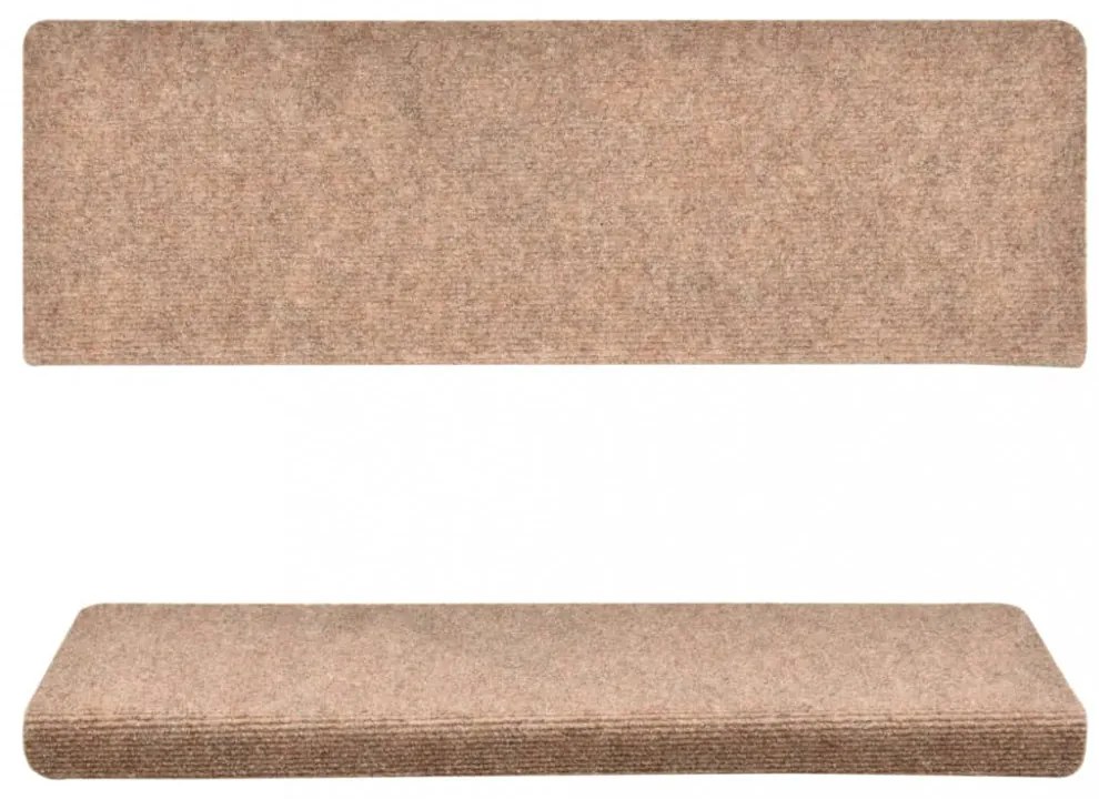 15 db öntapadós lépcsőszőnyeg, krémszínű, téglalap alakú széllel, 65 x 21 x 4 cm