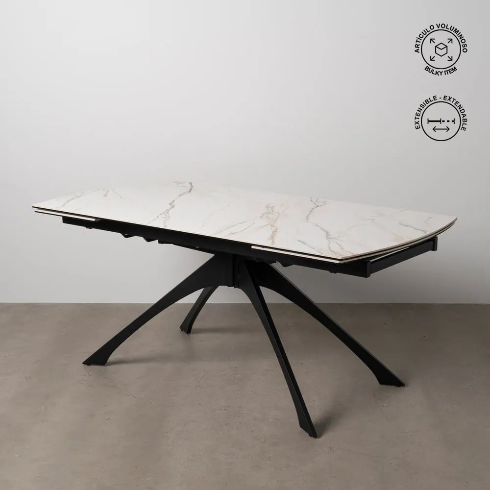 Bővíthető étkezőasztal márvány dekoros asztallappal, hosszabbító asztallappal 90x180 cm Rocía – Ixia