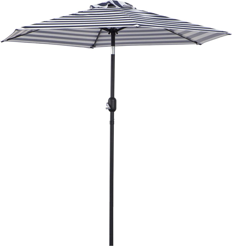 Outsunny Napernyő Kerti Napernyő Terasz Napernyő Acél Kültéri Kék Csík Ø230 x 216 cm | Aosom