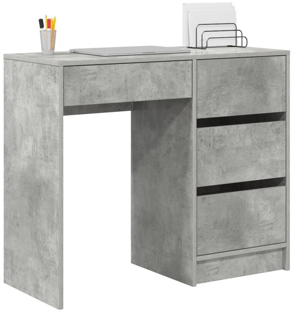 vidaXL Asztal fiókkal tárolóval Beton Szürke 90 x 37.5 x 75 cm Faanyag